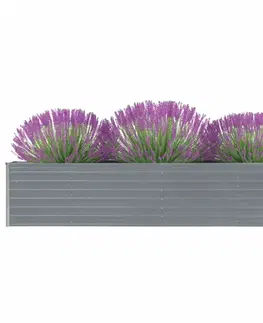 Kvetináče a truhlíky Záhradný kvetináč pozinkovaná oceľ 320x40x45 cm Dekorhome Sivá