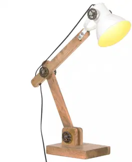 Osvetlenie Stolná lampa kov / mangovníkové drevo Dekorhome Strieborná