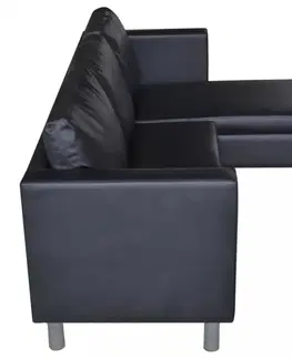 Pohovky a gauče Rohová sedačka ekokoža Dekorhome Čierna