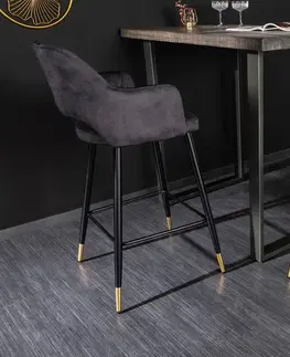 Barové stoličky LuxD Dizajnová barová stolička Laney antracitový zamat