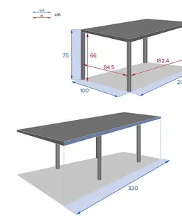 Stolčeky DEOKORK Hliníkový stôl VALENCIA 200/320 cm (antracit)
