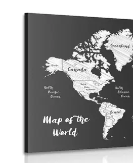 Obrazy mapy Obraz čiernobiela jedinečná mapa sveta