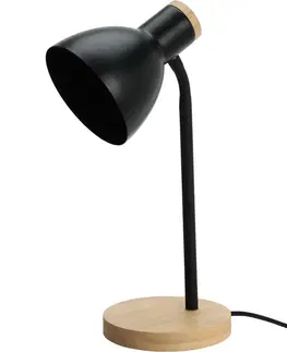 Stolové lampy Kovová stolná lampa s dreveným podstavcom Solano čierna, 14 x 36 cm