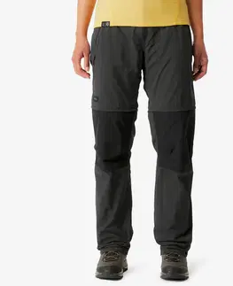 nohavice Dámske nohavice MT100 na treking v horách odopínateľné 2 v 1 sivé