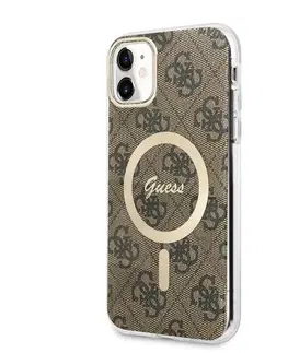 Puzdrá na mobilné telefóny Puzdro Guess 4G IML MagSafe for Apple iPhone 11, hnedé 57983114241