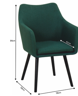 Jedálenské stoličky KONDELA Dabir jedálenské kreslo smaragdová / čierna