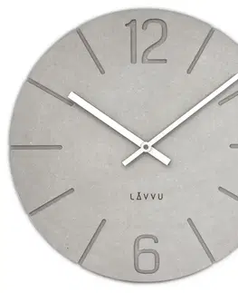 HODINY NA STENU CRYSTAL Drevené hodiny LAVVU Natur LCT5020, sivá 34cm