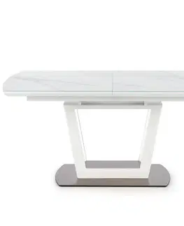 Stoly v podkrovnom štýle Rozkladací stôl Blanco 160/200 Sklo/Mdf/Oceľ – Biely Marmur/Biely