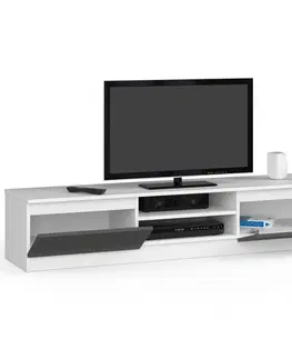 TV stolíky Dizajnový TV stolík ROMANA160, biely / grafit
