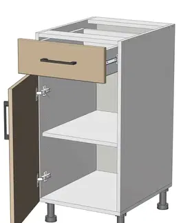 Kuchynské skrinky dolná skrinka so šuplíkom š.40, v.82, Modena LDD11S4082, grafit / biely mat