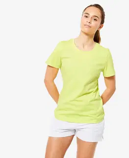 fitnes Dámske tričko 500 Essentials na cvičenie tropický citrón