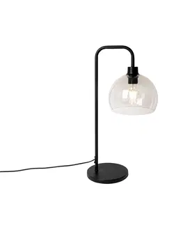 Stolove lampy Moderná stolná lampa čierna s efektom dymového skla - Maly