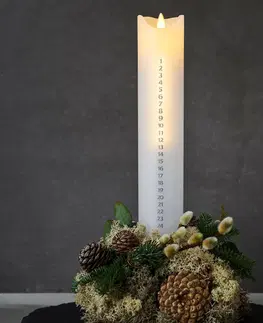 LED sviečky Sirius LED sviečka Sara Calendar, biela/strieborná, výška 29 cm