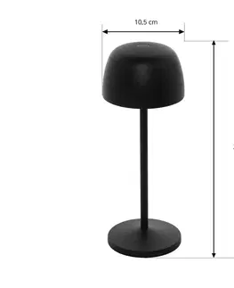 Vonkajšie osvetlenie terasy Lindby Nabíjateľná stolová lampa Lindby Arietty LED, čierna, sada 3 ks