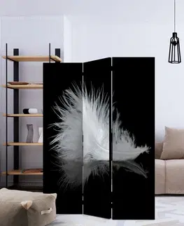 Paravány Paraván White feather Dekorhome 135x172 cm (3-dielny)