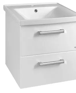 Kúpeľňa AQUALINE - VEGA umývadlová skrinka 51,5x60x43,8cm, 2x zásuvka, biela VG052