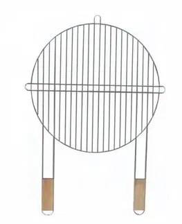 Grilovacie náradie Kinekus Rošt okrúhly s dvoma drevenými rúčkami 46 cm