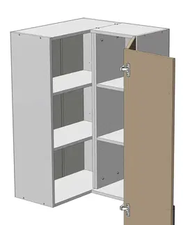 Kuchynské skrinky horná vysoká rohová skrinka š.60, v.92, Modena BK606092, grafit / biely mat
