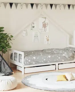 Detské izby Detská domčeková posteľ so šuplíkmi Dekorhome 70 x 140 cm