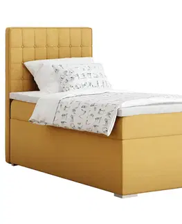Postele Boxspringová posteľ, jednolôžko, horčicová, 80x200, ľavá, TERY