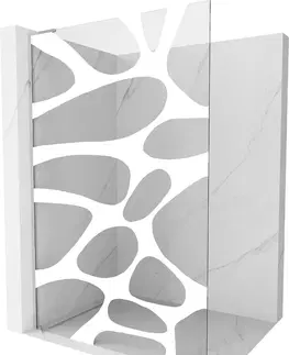 Sprchové dvere MEXEN/S - Kioto L Sprchová zástena WALK-IN 120 x 200 cm, biely vzor, chróm 800-120-103-01-97