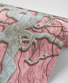 Samolepiace tapety Samolepiaca tapeta abstraktný strom na dreve s ružovým kontrastom