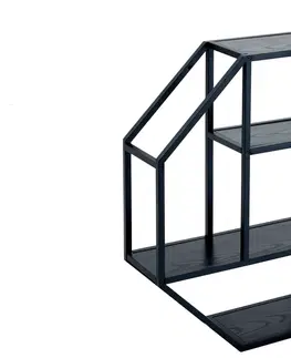 Regály a poličky LuxD Dizajnový nástenný regál Maille 77 cm čierny jaseň