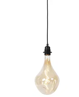 Zavesne lampy Závesné svietidlo čierne stmievateľné vrátane LED zlatej stmievateľné - Cava Luxe