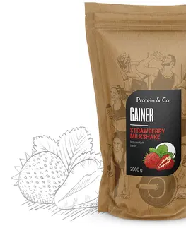 Sacharidy a gainery Protein&Co. Gainer 2kg Zvoľ príchuť: Strawberry milkshake