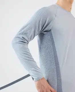 bedminton Pánske tenisové tričko Thermic s dlhými rukávmi svetlosivé