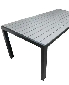 Záhradné stoly Stôl Douglas šedý s vrchnou doskou z polywoodu 205x90 cm