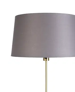 Stojace lampy Stojacia lampa zlatá / mosadz s ľanovým odtieňom sivá 45 cm - Parte