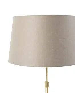 Stolove lampy Stolová lampa zlatá / mosadz s ľanovým tienidlom taupe 35 cm - Parte