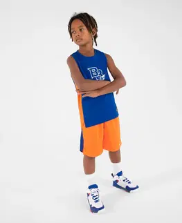nohavice Detské basketbalové šortky SH500 oranžové