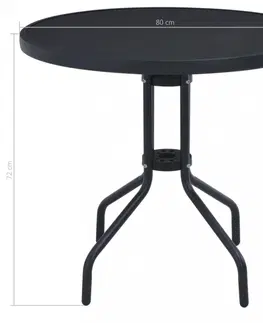 Záhradné stoly Záhradný stolík 80 cm oceľ / sklo čierna Dekorhome