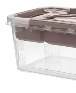 Úložné boxy Kinekus Box s vložkou CLIP 4,2 l, 29x19x12,4 cm, transparentný/hnedý