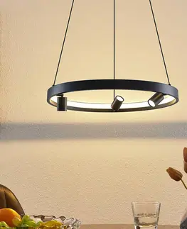 Závesné svietidlá Lucande Lucande Paliva závesné LED svietidlo 48 cm, čierna