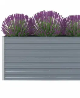 Kvetináče a truhlíky Vyvýšený záhradný truhlík 160 x 80 x 77 cm pozinkovaná oceľ Sivá