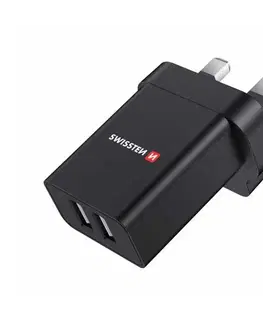 Nabíjačky pre mobilné telefóny Sieťový Adaptér Swissten 2 x USB 10,5 W pre UK, čierna 22045200