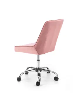 Kancelárske stoličky HALMAR Rico detská stolička na kolieskach ružová / chróm