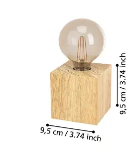 Lampy na nočný stolík EGLO Stolová lampa Prestwick 2 drevená kocka, prírodná