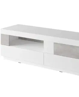 Sektorový nábytok TV stolík Silke 41 biely betón colorado/biela lesklá