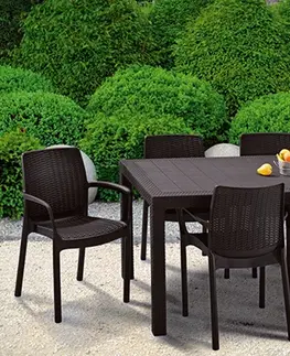 Záhradné Stoly umelý ratan KETER Záhradný stôl SYMPHONY | hnedá