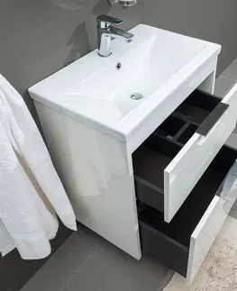 Kúpeľňový nábytok MEREO - Vigo, kúpeľňová skrinka s keramickým umývadlom 81 cm, biela CN312