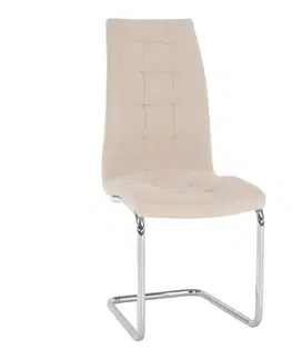 Stoličky Jedálenská stolička, béžová Dulux Velvet látka/chróm, SALOMA NEW