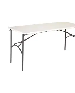 Záhradné stoly Skladací stôl 150 cm biela / čierna Dekorhome