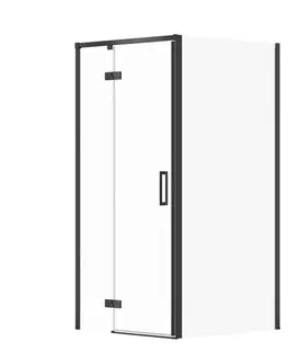 Sprchovacie kúty CERSANIT/S - Sprchovací kút LARGA 80x80 čierny, ľavý, číre sklo S932-127/80