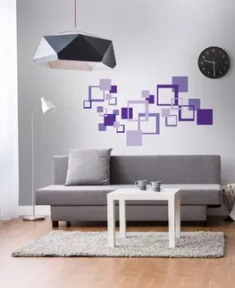 Nálepky Dekoračné nálepky na stenu fialové štvorce
