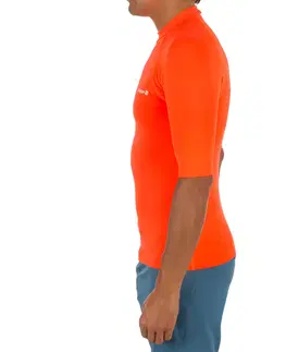 surf Pánske tričko Top 100 proti UV žiareniu s krátkym rukávom na surf oranžové