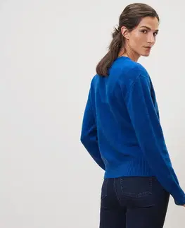 Coats & Jackets Pletený sveter s vlnou, kobaltovomodrý